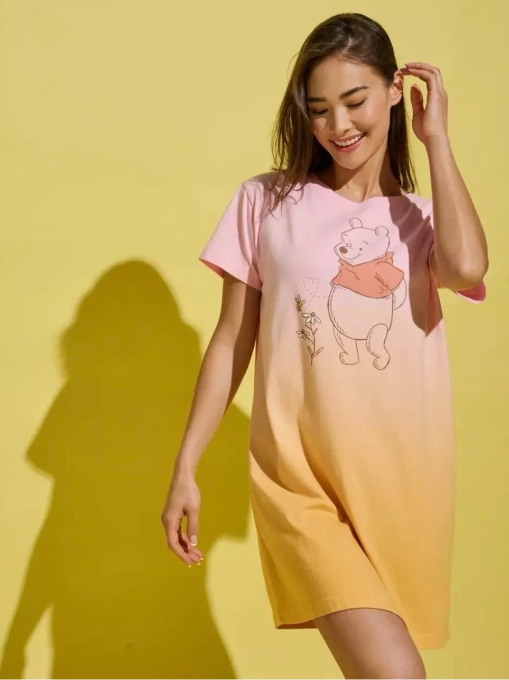 Disney Winnie the Pooh nightshirt Size S Ombré Oversized Sleepwear Casual Comfy